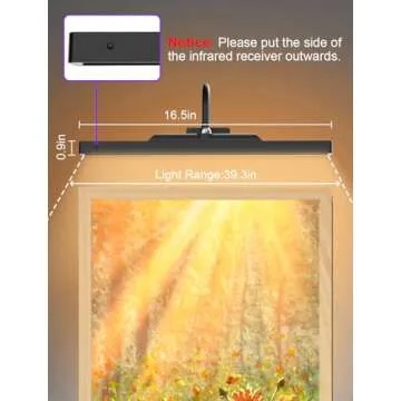 Picture Lights for Wall Rechargeable, 4000mAh Art Lighting for Paintings Wireless with Remote, 16.5in Gallery Light 3 Colors & RGB Brightness Dimmable with Timer for Frame,Portrait,Display(Black)