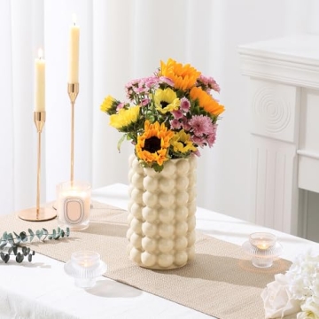 YANWE1 Beige Ceramic Bubble Vase for Home Decor