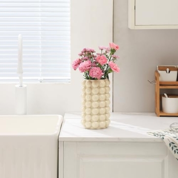 YANWE1 Beige Ceramic Bubble Vase for Home Decor