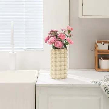 YANWE1 Beige Ceramic Bubble Vase for Home Decor