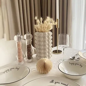 YANWE1 Beige Ceramic Bubble Vase for Home Decor