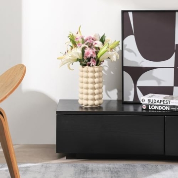 YANWE1 Beige Ceramic Bubble Vase for Home Decor