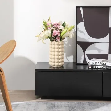 YANWE1 Beige Ceramic Bubble Vase for Home Decor