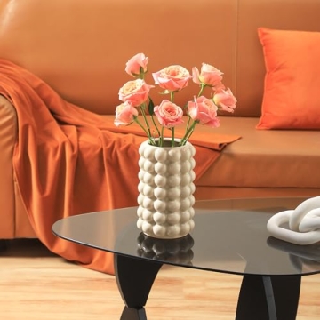 YANWE1 Beige Ceramic Bubble Vase for Home Decor