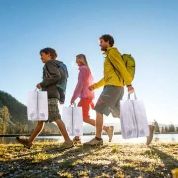 SelfTek Shoe Bags for Travel, 6 Pack 3 Size Double-Sided Zipper Shoe Bag for Men & Women & Children, Waterproof Portable Shoe Storage Pouch with Handle, Family Travel Accessories