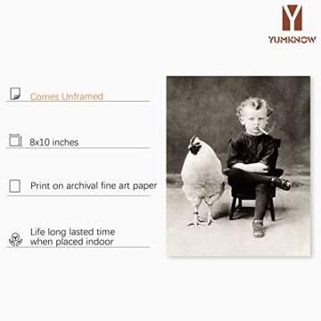 Vintage Weird Boy with Chicken Poster for Unique Decor