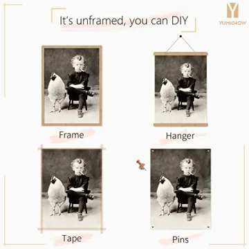 Vintage Weird Boy with Chicken Poster for Unique Decor