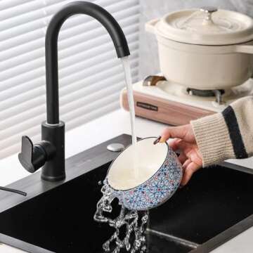 Chubacoo Ceramic Bowls Set with Lid: Microwave Safe Soup Containers for Meal Prep, Cereal, Salad, Picnic, Camping, Office Lunch, Kitchen Food Storage - 5 Inch, 20 oz, 4 PCS, Design D