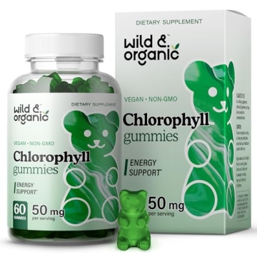 Wild & Organic Chlorophyll Gummies 50mg - Detox Cleanse Supplements w/Sodium Copper Chlorophyllin - ...