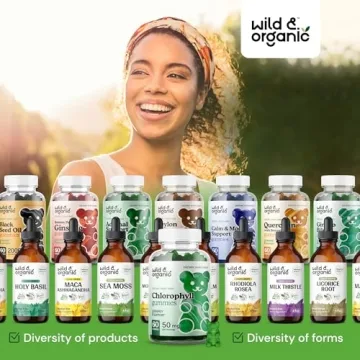 Wild & Organic Chlorophyll Gummies 50mg - Detox Cleanse Supplements w/Sodium Copper Chlorophyllin - Internal Deodorant w/Chlorophyll Powder - Vegan, Non-GMO - 60 Herbal Chews