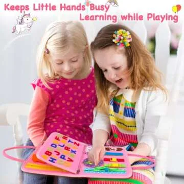 HONGDDY Busy Board, 20 in 1 Montessori Toys for Toddler, Sensory Board with Extra DIY Page for Learning Fine Motor Skills and Travel, Preschool Educational Learning Toys Gift for Girls