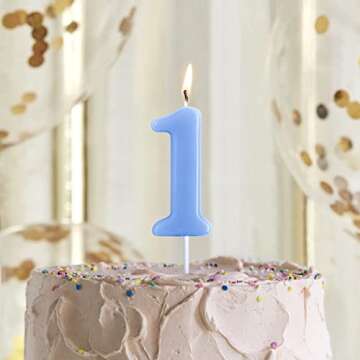 eusbon 2nd Birthday Candle, 2.76” Big Size Number Candle for Cake Decoration, Birthday Party, Wedd...