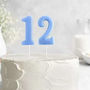 eusbon 2nd Birthday Candle, 2.76” Big Size Number Candle for Cake Decoration, Birthday Party, Wedding Anniversary, Blue (Number 2)