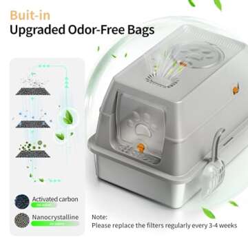 Eosarcu XL Stainless Steel Cat Litter Box - Odor-Free