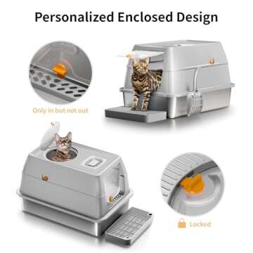 Eosarcu XL Stainless Steel Cat Litter Box - Odor-Free