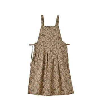 TALIBSA Cotton Linen Cross Back Apron Dress with Pockets