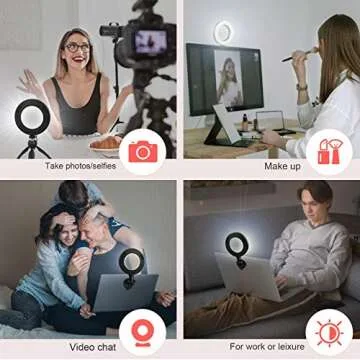 Hagibis Video Conference Lighting Kit,Computer/Laptop Moniter LED Video Light Dimmable 6500K Ring Light for Remote Working,Zoom Call,Self Broadcasting,Live Streaming