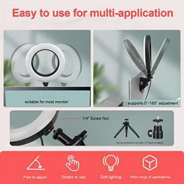Hagibis Video Conference Lighting Kit,Computer/Laptop Moniter LED Video Light Dimmable 6500K Ring Light for Remote Working,Zoom Call,Self Broadcasting,Live Streaming