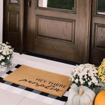 THEODORE MAGNUS Natural Coir Doormat with Non-Slip Backing - 17 x 30 - Outdoor/Indoor - Halloween Do...