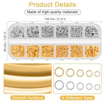 Anezus Jump Rings Jewelry Making Kit with Pliers (1200Pcs)