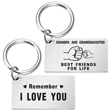 TGCNQ Engraved Grandpa Keychain Gift from Granddaughter