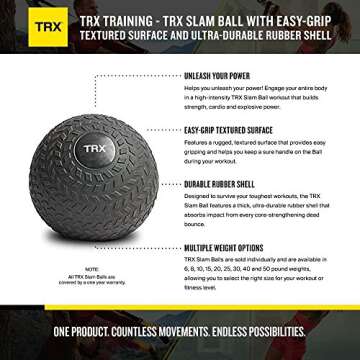 TRX Training Slam Ball, Easy-Grip Tread, 10-lbs