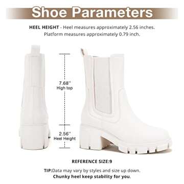 TINSTREE Boots Women Mid Calf, Women's Lug Sole Platform Boots Mid Calf Elastic Chunky Block Heel Le...