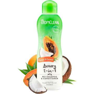 TropiClean 2-in-1 Papaya & Coconut Dog Shampoo | Natural Formula for Pets