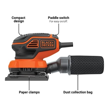 BLACK+DECKER 1/4 Sheet Electric Sander - High Performance
