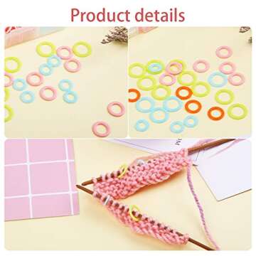 LUNARM 180 Pieces Knit Stitch Markers, Knitting Random Colored Stitch Markers Rings(S/M/L), Crochet Locking Knitting Stitch Counter Needle Clip with Storage Box
