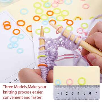 LUNARM 180 Pieces Knit Stitch Markers, Knitting Random Colored Stitch Markers Rings(S/M/L), Crochet Locking Knitting Stitch Counter Needle Clip with Storage Box