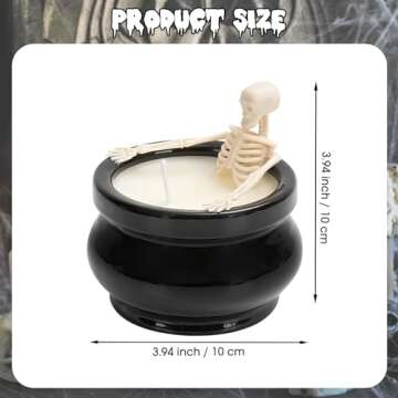 Halloween Candles - Skeleton Candle Halloween Decor, Gothic Farmhouse Vintage Skull Candle Decorations for Halloween Indoor Home Room Tables Party Supplies Favors, Spooky for Women Men