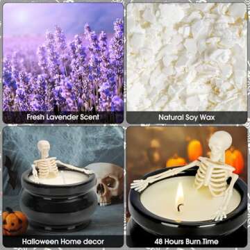 Halloween Candles - Skeleton Candle Halloween Decor, Gothic Farmhouse Vintage Skull Candle Decorations for Halloween Indoor Home Room Tables Party Supplies Favors, Spooky for Women Men