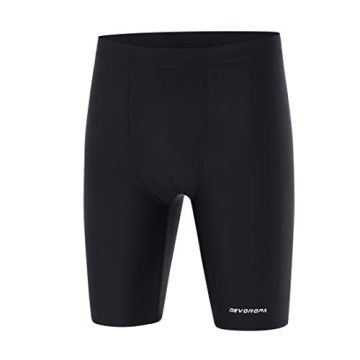 DEVOROPA Boys' Swim Jammers - Quick Dry Competitive Team Shorts, UPF 50+, Black L