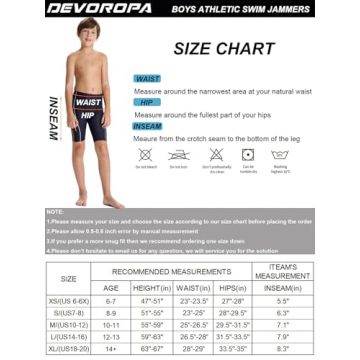 DEVOROPA Boys' Swim Jammers - Competitive Team Shorts