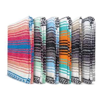 Benevolence LA Authentic Handwoven Mexican Blanket | Yoga Blankets, Outdoor, Picnic, Beach, Camping | Equestrian Saddle | Serape 50x70 inches - Coral, Pack of 1