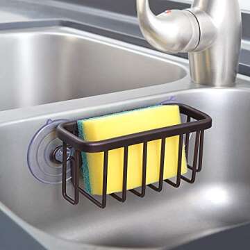 SunnyPoint NeverRust Kitchen Sink Suction Holder for Sponges, Scrubbers, Soap, Kitchen, Bathroom, 6"...