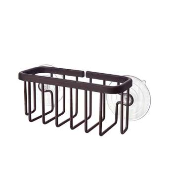 SunnyPoint NeverRust Kitchen Sink Suction Holder for Sponges, Scrubbers, Soap, Kitchen, Bathroom, 6" x 2.5" x 2.75", Aluminum (Oil Bronze)