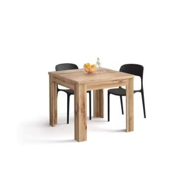 Mobili Fiver, Square extendable Dining Table, Eldorado, 35,4(70,9) x35,4 in, Rustic Oak, for 4-8 Peo...