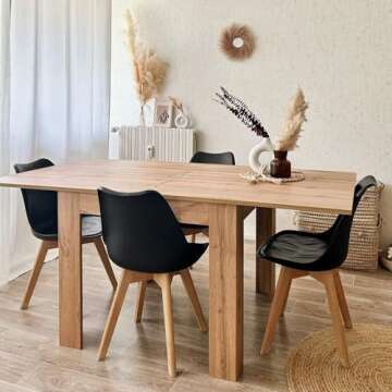 Mobili Fiver, Square extendable Dining Table, Eldorado, 35,4(70,9) x35,4 in, Rustic Oak, for 4-8 People, Expandable Dining Table for Kitchen, Italian Furniture