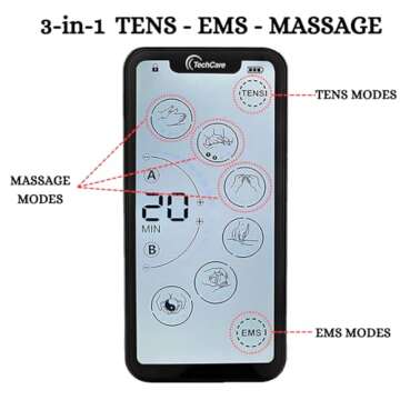 TechCare Massager – TENS Unit Muscle Stimulator with Touchscreen for Pain Relief