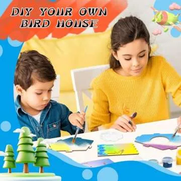 JAS WENAS DIY Birdhouse Craft Kit for Kids - 4 Pack DIY Bird House Kit Painting Puzzle DIY Wooden Assembly, Build and Paint Birdhouse, Wooden Arts and Crafts for Kids Girls Boys Ages 4-6 6-8