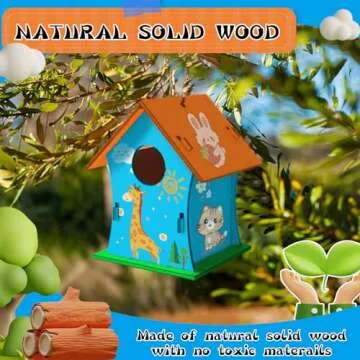 JAS WENAS DIY Birdhouse Craft Kit for Kids - 4 Pack DIY Bird House Kit Painting Puzzle DIY Wooden Assembly, Build and Paint Birdhouse, Wooden Arts and Crafts for Kids Girls Boys Ages 4-6 6-8