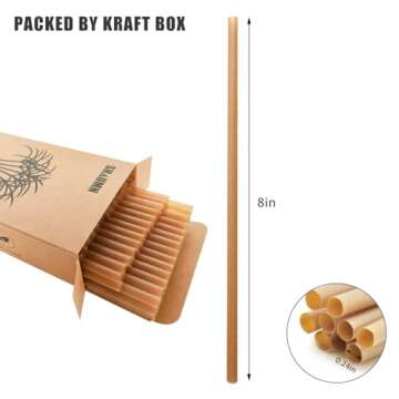 SHAUMN 200pcs Sugarcane Straws Biodegradable 8 Inch Compostable Straws Disposable Drinking Straws Pl...
