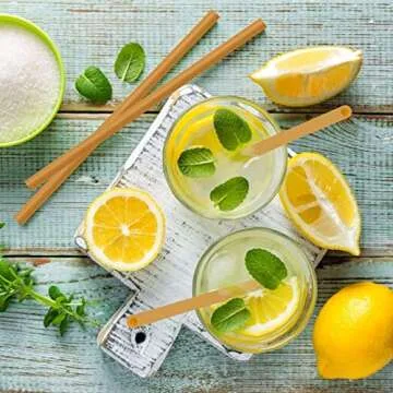 SHAUMN 200pcs Sugarcane Straws Biodegradable 8 Inch Compostable Straws Disposable Drinking Straws Plastic Free Sturdy Smoothie Straws for Home Restaurant Parties Not Foggy