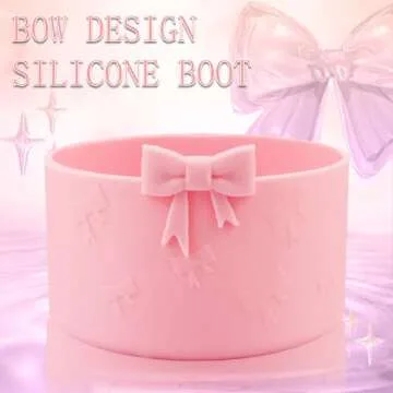 DEWJDFSC Bow Protective Silicone Boot,Compatible with Stanley Cup 20/30/40Oz,for Hydroflask Boot 12-24Oz,More Bottles with 2.95in Bottom,for Stanley Boot for Stanley Cup Accessories (Pink)
