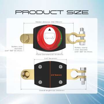 Top Post Battery Disconnect Switch, CNAODUN Battery Cut Off Switch 12-48V Heavy Duty Battery Shut Of...