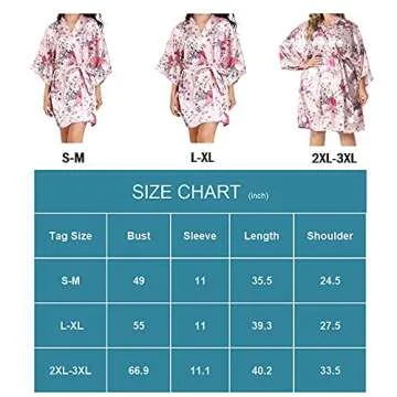 EPLAZA Women Floral Satin Robe Bridal Dressing Gown Wedding Bride Bridesmaid Kimono Sleepwear (Navy, Small-Medium)