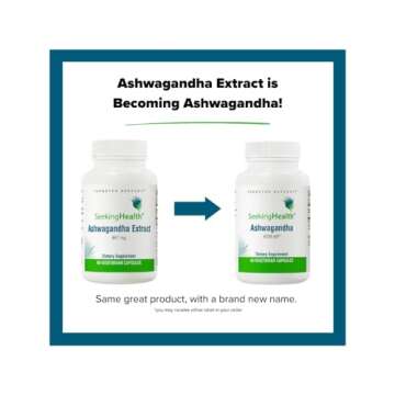 Seeking Health Ashwagandha Extract, Potent 467 mg Natural Ashwagandha with 5% Withanolide, Supports Balanced Mood, Focus, and Sleep, Vegan and Vegetarian (60 Capsules)*