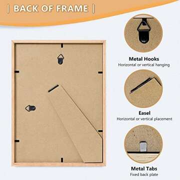 ATOBART 8x10 Set of 3 OAK Wood Picture Frame Solid Wooden Photo Frame Natural Wood Color Frames with Real Glass for Wall Mounting or Tabletop Living Room Bedroom Home Decor